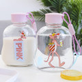 High Quality Hot Selling Various Styles and Cute Cartoon Pattern Glass Water Milk Juice Bottle with Plastic Lid